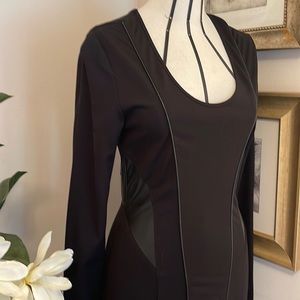 LA Made leather and jersey knit dress